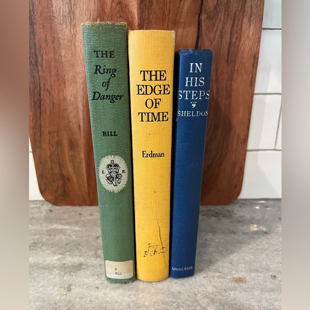 Vintage  Literature Book Set - Green, Yellow, Blue